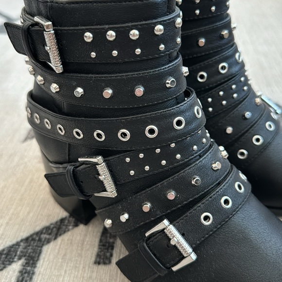Studded Black Ankle Boots - Picture 8 of 9
